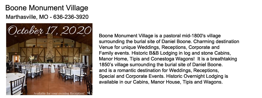 Boone Monument Village Wedding Venue in Warren County by BrideStLouis.com